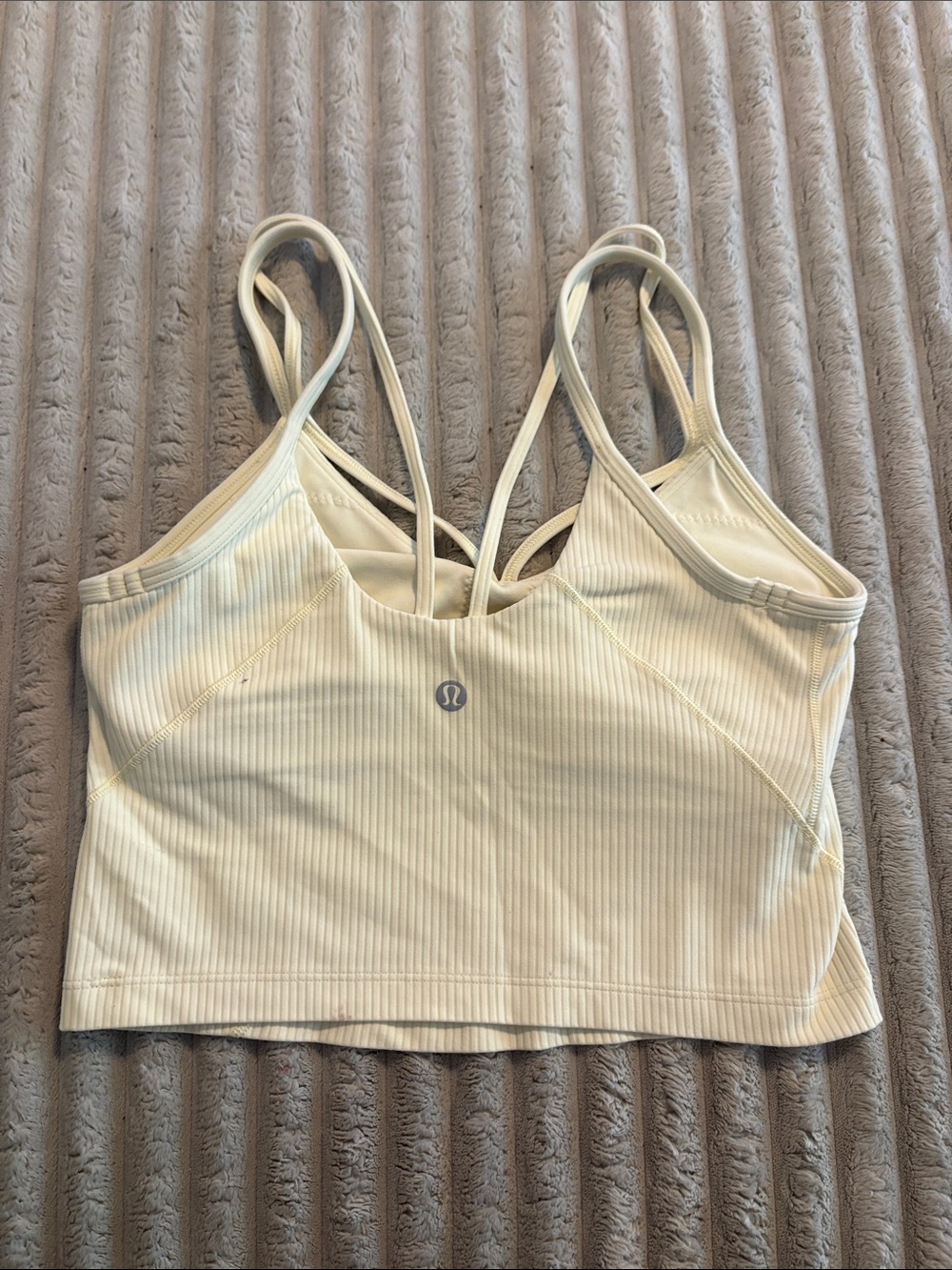 lululemon athletica Cream Ribbed Strappy Sports Bra Tank